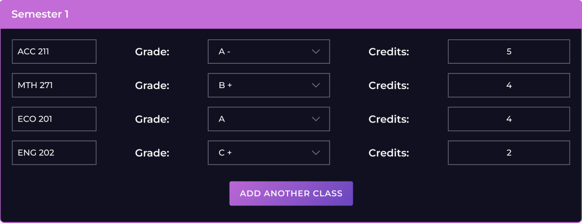 Add Your Class Credits
